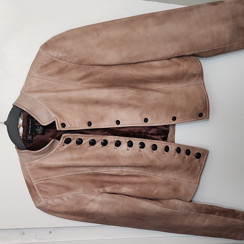 INC Womens size S genuine 100% real Leather Jacket buttery soft